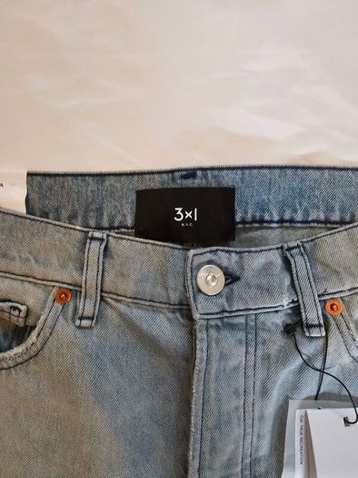 3X1 NYC Blue Mid Rise Straight Relaxed Jeans