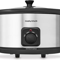 Morphy Richards 6.5L Slow Cooker, Ceramic Pot, 3 Cooking Settings, Easy Clean, Silver