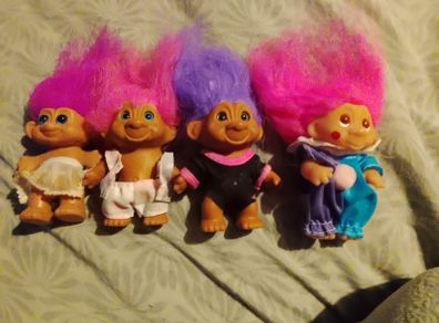 vintage baby trolls including Dam clown