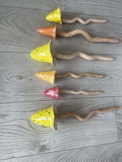 Handmade Ceramic Mushrooms x 6