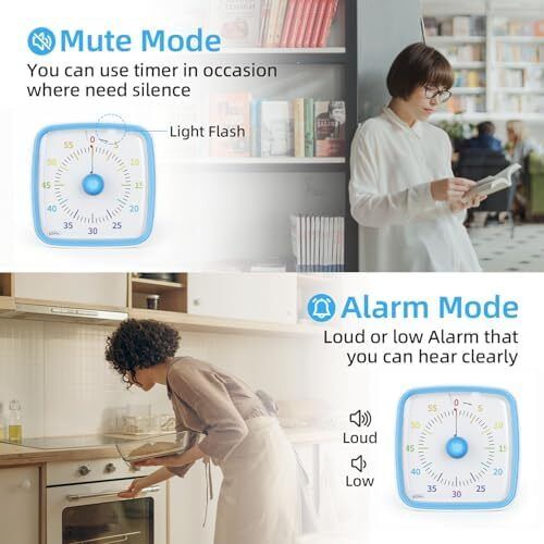 Yunbaoit Visual Timer for Kids & Adults, 60 Minute Rainbow Countdown Timer with Silent Flash Function, Time Management Tool for Classroom, Home, Kitchen, Office
