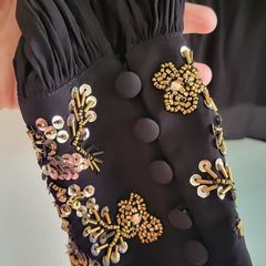 & other stories black pussy bow blouse with embellished cuffs Sz 10 UK - Rrp 89.99