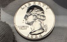 USA United States Silver Proof 1964 Washington Quarter 25 Cent