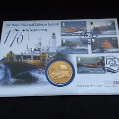 1999 Isle of Man RNLI 175th Anniversary 5 Pound Coin First Day Cover - Low Serial 0349, ( Limited Edition of 5,000 )