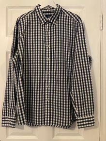 Moss 1851 Navy & White Check Shirt - XXL - 100% Cotton