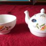 4 Piece Aynsley Cottage Garden Pattern Bone China Rare Tennis Set With Tray And Oban Cup, Tea Pot With Lid And Water Pitcher For One Person Setting Made In England Image 7