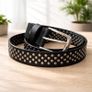 Unisex Black Studded Leather Belt Punk Rock Gothic Belt with Silver Rivets for Men & Women Image 3