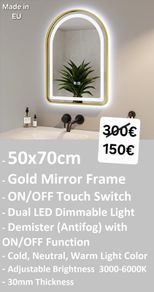 LED Bathroom Mirror Antifog Demister 50x70cm