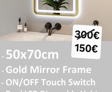 LED Bathroom Mirror Antifog Demister 50x70cm