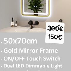 LED Bathroom Mirror Antifog Demister 50x70cm