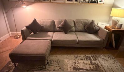4 Seater Grey/houndstooth Sofa with footstool