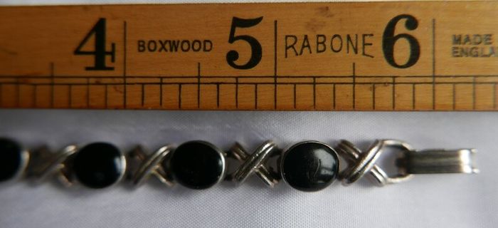 Vintage Black Onyx Gemstone Handmade  Silver Jewelry Bracelet