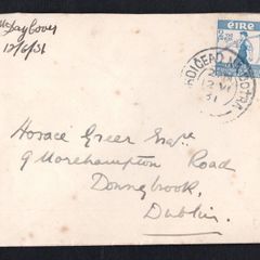 1931 Ireland Royal Dublin Society Bicentenary Commemorative Stamp First Day Cover (FDC) with Droichead na Dotra (Ballsbridge) cancel