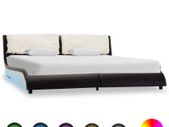 Bed Frame with LED Black and White Faux Leather 150x200 cm