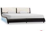Bed Frame with LED Black and White Faux Leather 150x200 cm