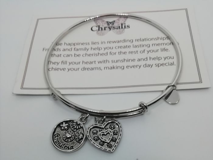 Chrysalis Grandma Rhodium Plated Silver Expandable Bangle New With Tags CAN POST
