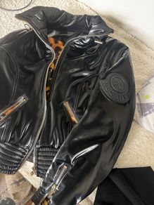 Negtiv - Insulated Bomber Jacket  Black 2d , Gold Leopard, 24k Gold Platted Zippers