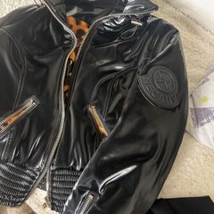 Negtiv - Insulated Bomber Jacket  Black 2d , Gold Leopard, 24k Gold Platted Zippers