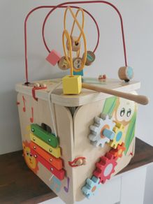 wooden activity cube