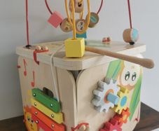 wooden activity cube