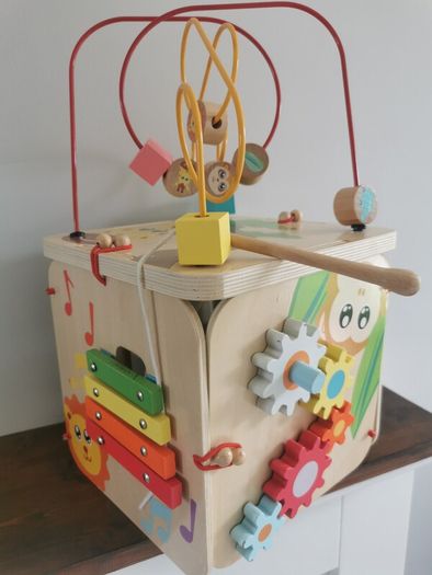 wooden activity cube
