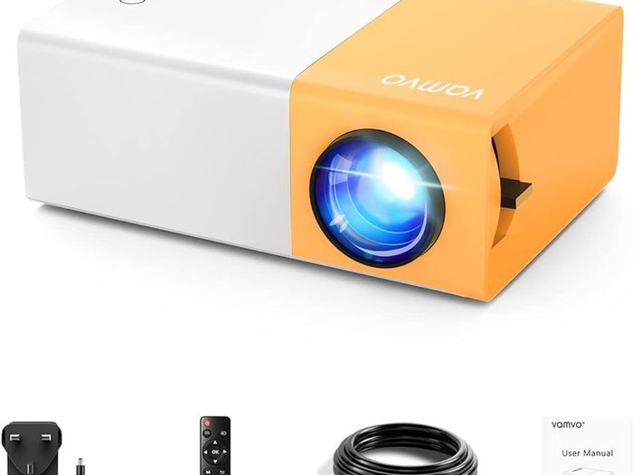 Mini Projector, Vamvo YG300 Pro Portable Projector Full HD 1080p Supported, Phone Projector Compatible with Smartphone/Tablet/Laptop/ PS3/ PS4/ TV Stick for Home Theatre