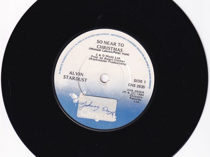 Alvin Stardust So Near To Christmas 1984 Chrysalis Records 45rpm