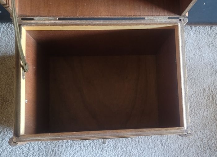 Vintage Rattan and Wood Tea Chest Storage Unit
