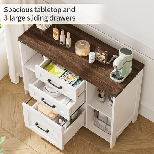 Sideboard Storage Cabinet, Kitchen Cupboard Storage with 3 Drawers