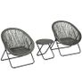 Set 3 Piece Garden Furniture Set with Folding Table and Chairs for Garden Balcony Grey Image 4