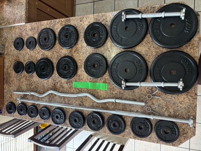 Gym Metal Weights + Bars Bundle Cheap!