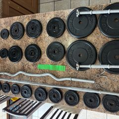 Gym Metal Weights + Bars Bundle Cheap!