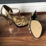 Gold High Heel with Peep Toe and Ankle Strap Size 36 Image 4
