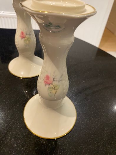 Donegal Parian ware pair of 7 inch  candle holders