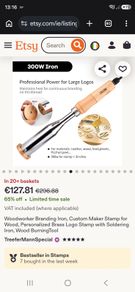 300W Electric Branding Iron & Hot Stamping Kit with Brass Letter and Number Set