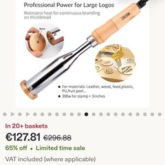 300W Electric Branding Iron & Hot Stamping Kit with Brass Letter and Number Set