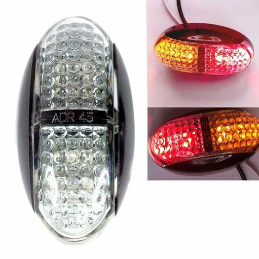 Clear Amber Yellow Red Truck Van Trailer Side Marker Clearance Light Oval Chrome 4 LED 12v 24v