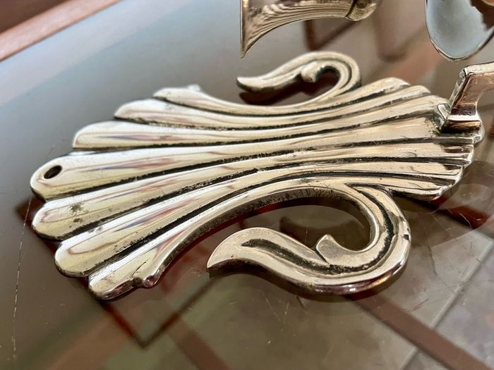 Antique Silver Colour Art Deco Style Retro Decor Scallop Shell Candle Sconce 1920s