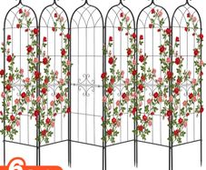 6 Packs Garden Flower Rose Trellises with Powder-Coated Finish & Convenient Locking Design 180 x 52.5 cm