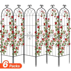 6 Packs Garden Flower Rose Trellises with Powder-Coated Finish & Convenient Locking Design 180 x 52.5 cm