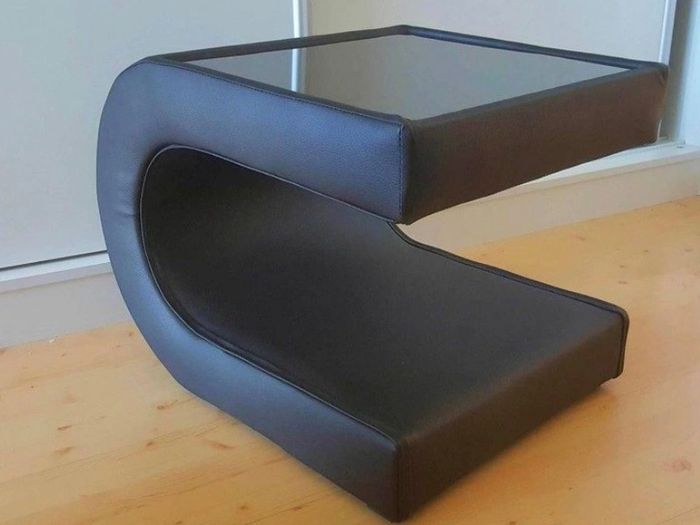 2 black leather modern bedside tables NEW