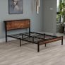 Double Bed Frame Metal Platform Bed Frame with Wood Headboard/Mattress Base/Underbed Storage/No Box Spring Needed/Black Image 2