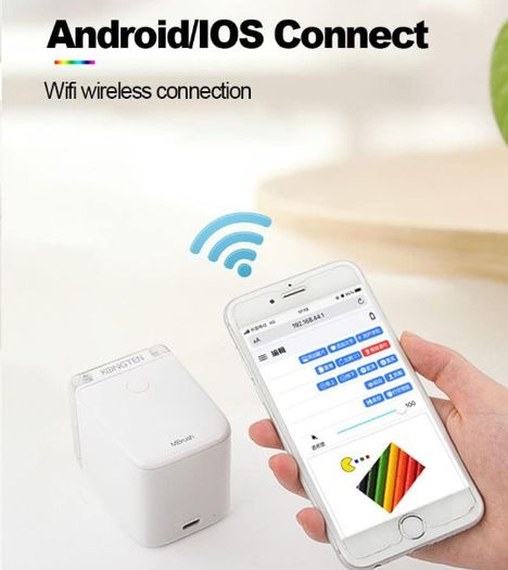 Kongton Mini Handheld Printer Mbrush Mobile Portable Color Tattoo Logo Ink-jet DIY Printer Wireless USB IOS Android