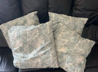 4 x cream and duck egg blue cushions perfect condition