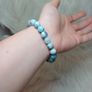 beaded bracelet natural larimar large size beads and elasticated size Image 2