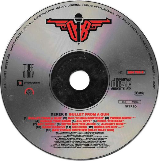Derek B "Bullet From A Gun" CD Album