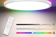 LED Ceiling Light with RGB Backlight, 24W 3200LM 3000K-6500K Dimmable with Remote Control, RGB Chasing Timer &amp; Memory, IP44 Ultrathin Round Ceiling Light for Bedroom/Living Room/Bathroom/Kitchen (FREE SHIPPING)
