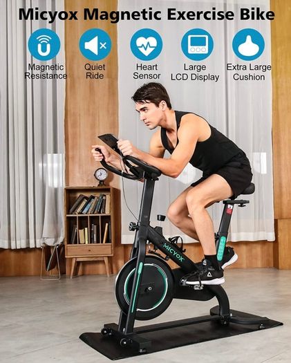 Exercise Bike Magnetic Resistance Indoor Cycling Bike with 26lb Flywheel, Pulse Sensor, Adjustable Saddle Handlebar and Emergency Brake, Silent Stationary Bikes for Home (FREE POSTAGE)