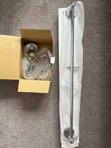 Chrome towel rail and soap dish, brand new