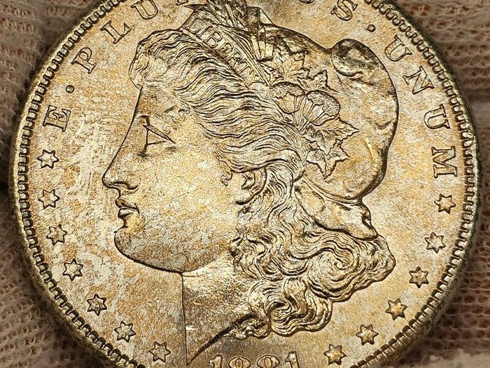 USA United States Silver 1881 S Morgan Dollar Beautiful Uncirculated Lustrous Gold Toned
